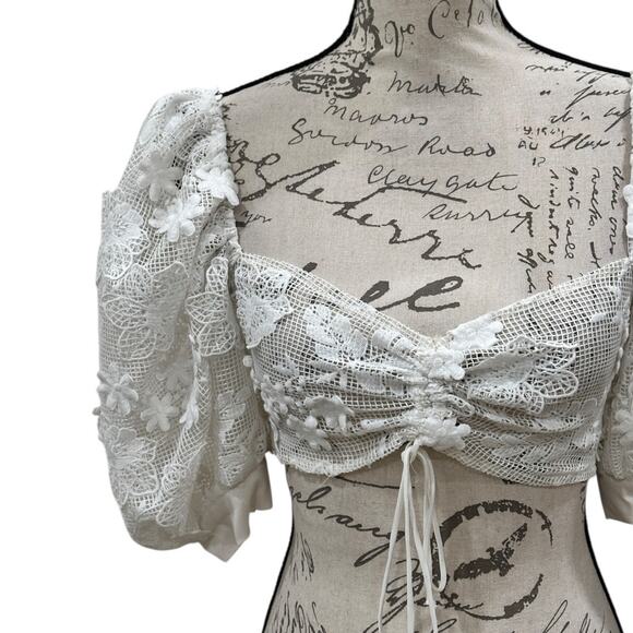 For Love & Lemons Appliqué Lace Crop Top - Picture 3 of 9